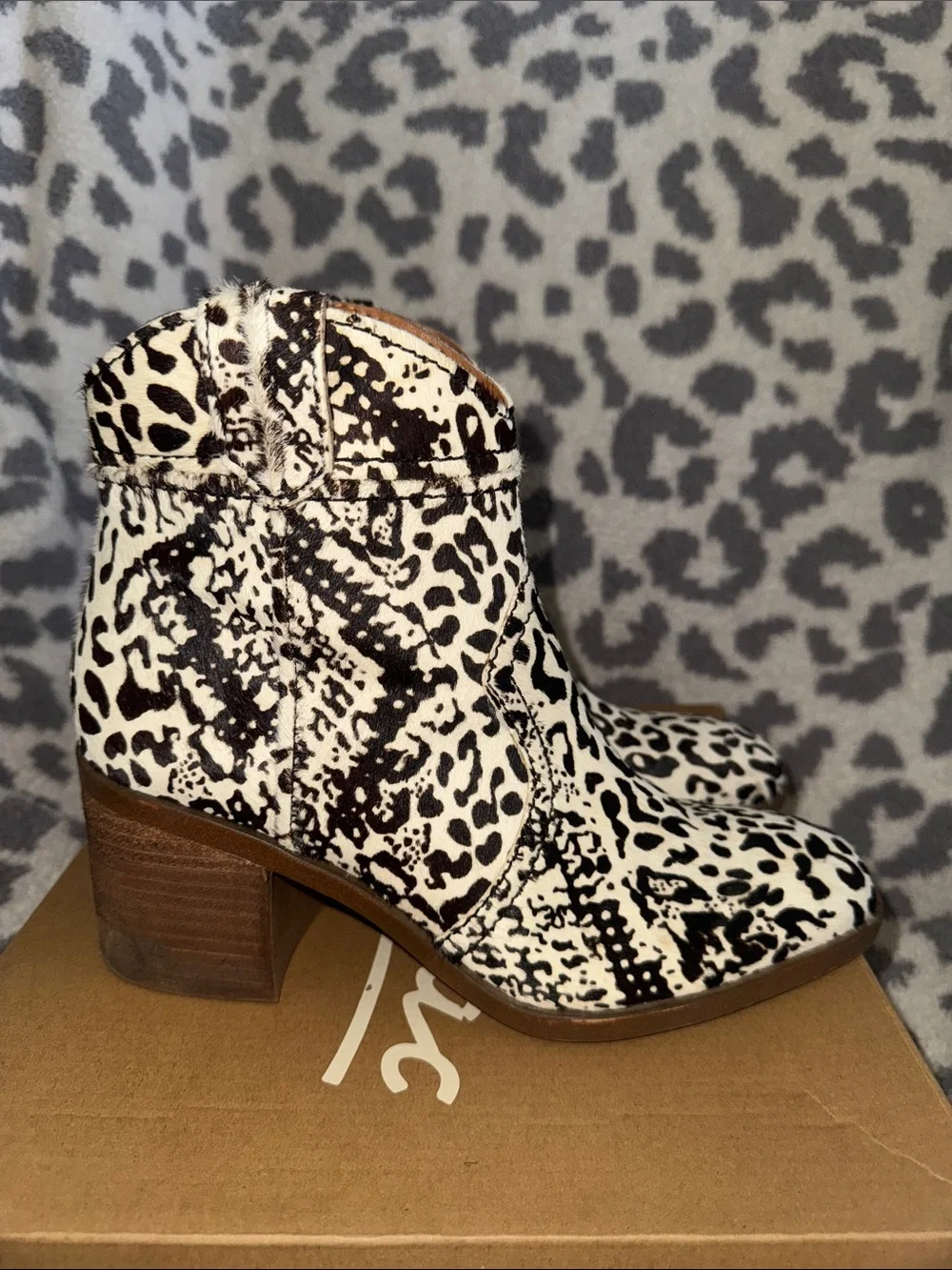 Zodiac Leopard Print Hair On Hide Ankle Boots- Women’s 8.5